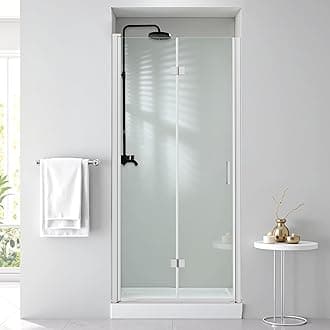 34" W x 72" H Shower Door, Bifold Frameless Glass,Foldable Pivot Swing Design, 1/4" Tempered Clear Glass, Chrome Finish