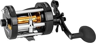 Rover Round Baitcasting Reel, Conventional Reel for Catfish, Salmon/Steelhead,Striper Bass and Inshore Saltwater Fishing Reel, Reinforced Metal Body,Black