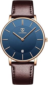 Watch, Mens Watch, Minimalist Fashion Simple Wrist Watch Analog Date with Leather Strap