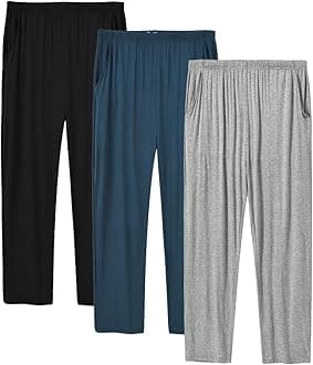 JINSHI Mens Modal Pajama Pants 2 Pack Lightweight Long Bottoms Pants with Pocket Drawstring