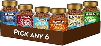 Beanies - Decaf Mix & Match Coffee Bundle, Customise Your 6 Jar Combo, 6 x 50g (300g), Freeze-Dried, Easy to Brew, Rich in Flavour, Low-Calorie, Sugar-Free