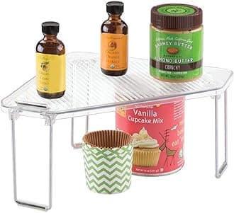 InterDesign Linus Corner Storage Shelf for Kitchen Cabinets, Countertops, Pantries - Clear