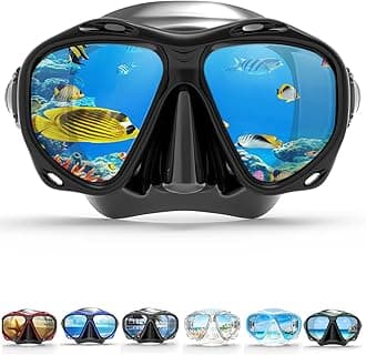 Copozz Adult Scuba Mask, Dive Mask Anti Fog Snorkeling Scuba Diving Glasses, Great Seal Free Diving Tempered Glass Mask Goggles