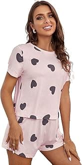 SMOWKLYWomen's Casual Printed Cotton Blend Nightsuit Co-ord Set || Short Cute Pajama & Top Night Dress || Everyday Nightwear Pyjama Set