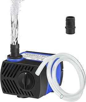 AQUANEAT - Small Fountain Pump, 80GPH Mini Submersible Water Pump with 3.2ft Tube, for Aquarium, Pet Water Fountain, Water Table, Waterfall