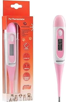 Digital Pet Thermometer for Accurate Fever Detection, Suitable for Cats/Dogs/Horse/Veterinarian, Waterproof Pet Thermometer, Fast and Accurate Measurements in 20 Seconds (Pink)