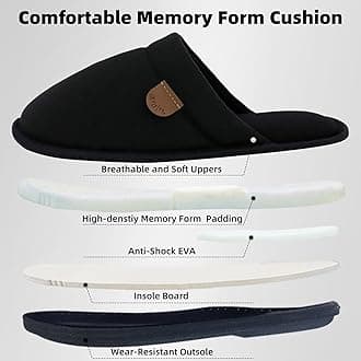 WALKFUN Comfortable House Slippers for Men Full Toe Comfortable Indoor Slip on Warm Slides Sandals with Memory Foam for Bedroom,Indoor Home
