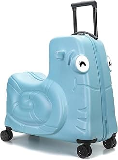 SEA PUNK Kids Luggage, Kids Ride-on Luggage with Spinner Wheels Suitcase, Kid's Ride-On Suitcase Help Your Child Relax, Carry On Trolley Luggage with Password Lock