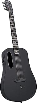 LAVA ME AIR Portable Carbon Fiber Electric-Acoustic Guitar. Travel Guitar for Beginners with Onboard Effects and Magnetic Pickup. Black