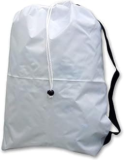Strap Laundry Bag with Drawstring and Lockable Closure, Color: White, Size: 22x28