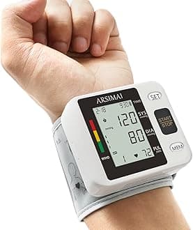 Wrist Accurate Automatic High Blood Pressure Monitors Portable LCD Screen Irregular Heartbeat Monitor with Storage Case and Adjustable Cuff Powered by Battery - Black