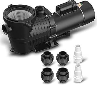 BRIOPAWS 1.5HP Dual Speed Pool Pump 230V, 4680GPH Flow, 43FT Head Lift, 1" and 1.5" and 2" Fittings, Self-Priming Water Pump for Inground/Above Ground Pools, Seawater Pools and Hot Tubs, 60HZ AC