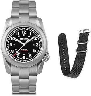 Men's Watch Titanium Automatic Field Watch 40mm Military Watch Day Date Function 100M Waterproof with Titanium Bracelet Japanese Mechanical Movement & Screw Down Crown—Voyager