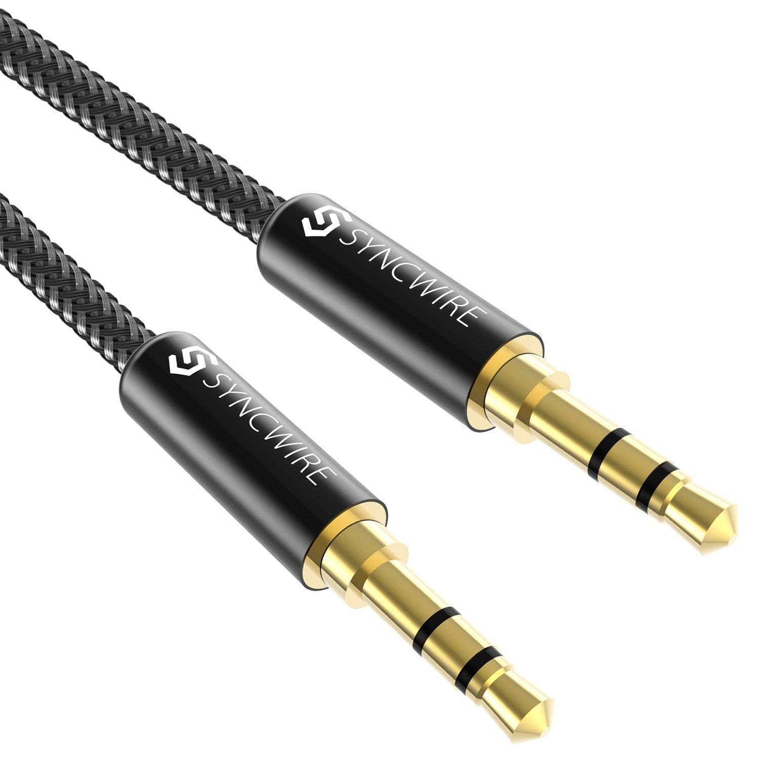 Syncwire Audio Cable High-Durability Nylon AUX Cable 3.5mm Stereo Mini Plug Headphone Cable for Speaker/Car/iPhone/Android (3M, Black)