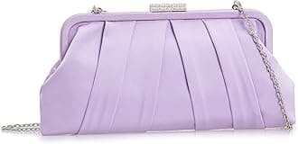 Classic Pleated Satin Clutch Bag Diamante Embellished Formal Handbag for Wedding/Prom/Black-Tie Events