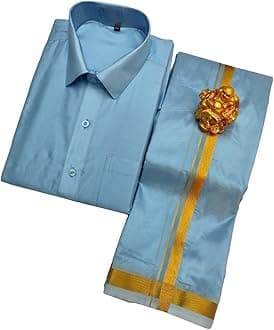 Men's Fashion Art Silk Shirt And Dhotis Combo - Full Sleeve