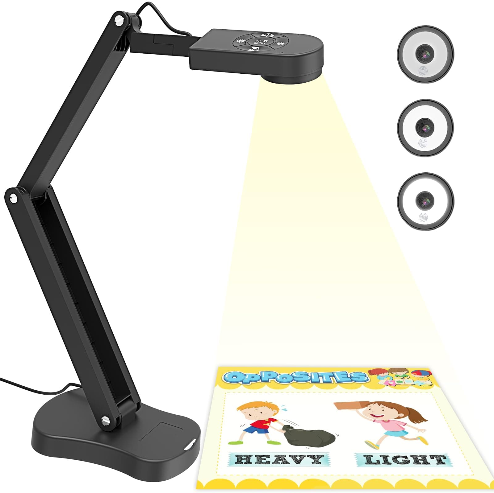 8MP USB Document Camera for Teachers and Classroom for A3 A4 Size with Dual Mic, 3-Level LED Light, Up and Down, Left and Right Image Inversion, for Distance Teaching & Learning