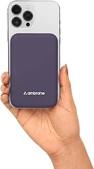 - Ambrane Magsafe Wireless 10000Mah Fast Charging Power Bank, Strong Magnet, Micro USB Input, 22.5W Output For Iphone 12 Above, Android & Other Qi Enabled Devices + Magnetic Ring (Aerosync Snap, Purple)