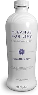 Cleanse for Life - Detox Cleanse Drink with Vitamin B12, Niacin and Vitamin B6 for Overall Wellness - 32-Ounce Bottle (Natural Rich Berry Flavor), Packaging May Vary