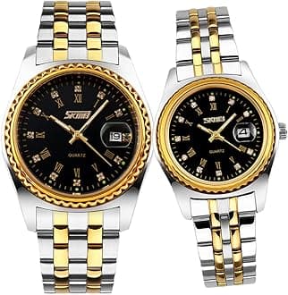- Watches for Couples Men and Women His and Hers Pair Watch Set Husband Wife Valentines Matching Wedding Gifts Classic Stainless Luxry Business Waterproof Quartz Analog Wrist Watch
