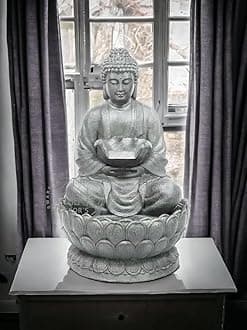 Resin Buddha Statue Decorative Water Fountains for Outdoor Living Room, Office, Garden 4 Feet Large Buddha Fountain, Sitting Pose, Large Big Size (Design 2)
