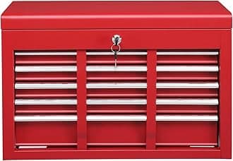 Winado 24" Portable Tool Box, 5 Drawers & Top Storage Tray Tool Box with Drawers, Lockable Metal Tool Chest Cabinet for Garage, Warehouse, Repair Shop & Home, Red