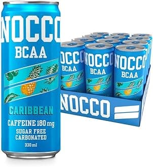 Sugar Free Energy Drink – BCAA, Enriched with Amino Acids & Vitamins, Ideal for Pre Workout – 12 x 330ml (Caribbean)