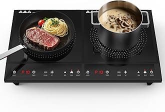 Double Induction Cooktop,Portable Induction Cooker with 2 Burner Independent Control,Ultrathin Body,10 Temperature,1800W-Multiple Power Levels,3 Hour Timer,Safety Lock