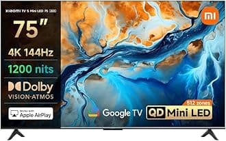 Xiaomi TV S Mini LED 75" 2025 | Bright 4K QD-MiniLED display with accurate color | 144Hz refresh rate | Premium metal finish with ultra slim-bezel design | Powerful AI engine for image enhancement