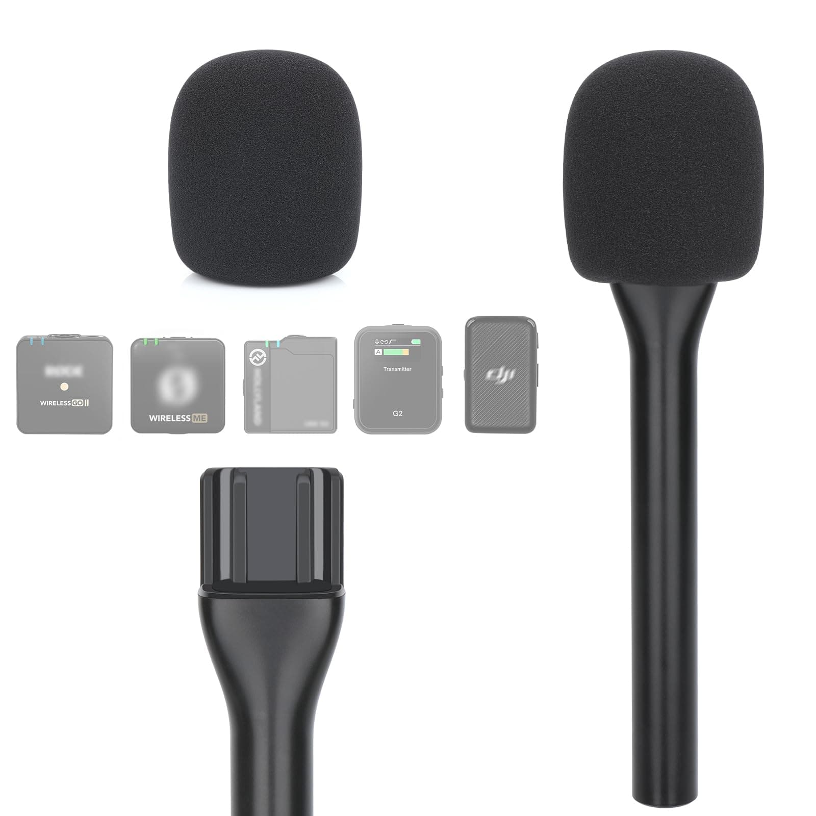Interview Microphone Handheld Adaptor for Rode Wireless Go II/Wireless PRO/Wireless ME/DJI Mic/DJI Mic 2