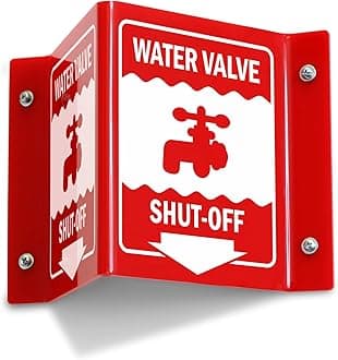 Projecting V-Sign : Water Value Shut - Off, PVC Water Proof Sticker Fixed on SunBoard