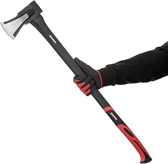 INTERTOOL 36-Inch Wood Splitting Maul | Heavy Duty Axe for Firewood Logs | Shock Absorbing Fiberglass Handle & Sheath | HT-0275