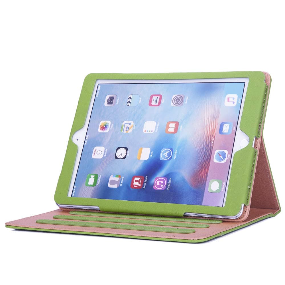Apple iPad 9.7 Inch 2017/2018 (5th/6th Generation) Case - Soft Leather Stand Folio Case Cover for iPad 9.7 Inch, with Multiple Viewing Angles, Auto Sleep/Wake, Document Pocket (Green)
