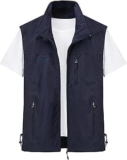 Men's Lightweight Softshell Sleeveless Golf Vest with Zipper Pockets for Travel Hiking Fishing Safari Outwear