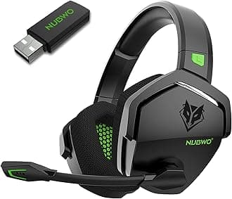 NUBWO G06 Dual Wireless Gaming Headset with Microphone for PS5, PS4, PC - 23ms Low Latency Audio - 100-Hour of Playtime - 50mm Drivers (Black-Green)