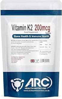 Vitamin K2 MK7 Menaquinone 200mcg 60 Tablets - Vegan Vegetarian - for Men and Women - Made in UK