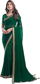 Women's Georgette Lace Saree With Unstitched Blouse Piece