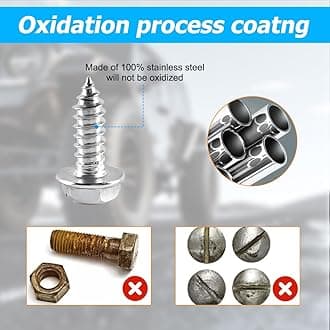 YALOK Anti Theft License Plate Screws Kits 8Sets Rustproof Stainless Steel Car Tag Plate Mounting Hardware, M6 (1/4") Tamper Proof Fastener Nut, Caps Cover for Front Rear Frame Holder (Cross-Silver)