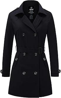 wantdo Women's Waterproof Trench Coat Classic Lapel Outerwear Coat with Belt