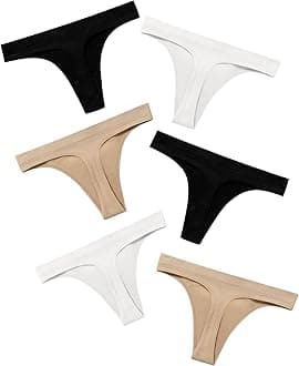 DEANGELMON Seamless Thongs for Women Comfortable Low Rise Underwear No Show Thong Panties Stretch Multiple Pack