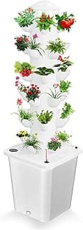 Hydroponic Growing System Kit, Hydroponic Growing Tower Aeroponic Tower, 6 Layers 30 Plants, Indoor Vertical Garden for Herbs Vegetables and Fruits (White)