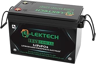 12V 200Ah LiFePO4 Lithium Battery, 8000+ Deep Cycles, Built-in 150A BMS, Max. 1920W Power Output, Perfect for Off-Grid, RV, Golf Cart, Solar Power System, Home Backup