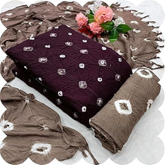 RISHIT TRENDS Women's RAYON Bandhani Un-stitched Salwar Suit Dupatta Dress Material