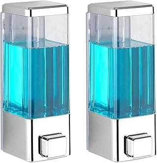 Twizzle ABS Plastic Wall Mounted Soap Shampoo Conditioner Hand Wash Gel Dispenser Liquid Soap Sanitizer Dispenser for Bathroom Basin Kitchen Sink 350 Ml Pack of 2 Chrome Plated