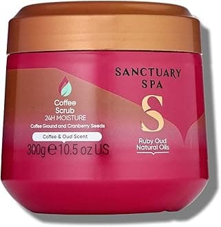 Spa Ruby Oud Coffee Scrub, No Mineral Oil, Cruelty Free and Vegan Exfoliating Body Exfoliator, 300 ml, Red