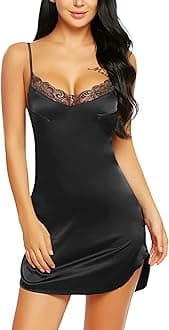 AvidloveWomen's Nightwear Sexy Satin Sleepwear Lace Chemises Mini Full Slip