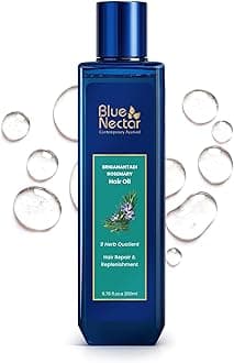 Blue Nectar Rosemary Oil with Bhringraj, Amla and 9 Herbs for Natural Hair Growth (6.76 Fl Oz)