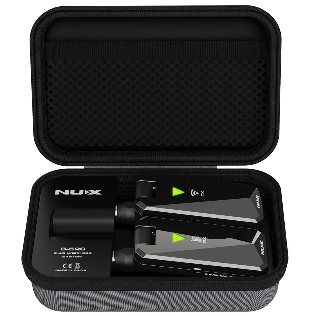 NUX B-5RC Wireless Guitar System with Charging Case - Auto Match, Mute Function, 2.4GHz Transmitter and Receiver for Guitars with Active/Passive Pickups (Black)