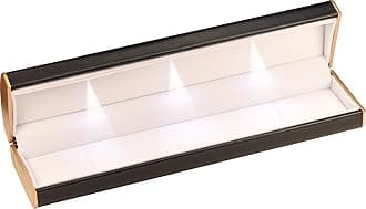 The Jewellery Pak Three LED Lights Black Bracelet Box for Birthday, Valentine' Day, Mother's Day, Father's Day, Christmas...Luxury LED Bracelet Necklace Jewelry Gift Box with Light for Women for Men