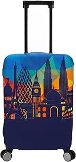 Travel Luggage Cover Washable Suitcase Protector, Blue-Landmark, L (27-30 inch luggage)